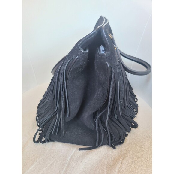 Yves Saint Laurent Black Leather Trois Clous Fringe Top Handle Tote Bag No Strap - Picture 7 of 16